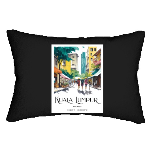 People walking in streets of Kuala Lumpur Malaysia Lumbar Pillows