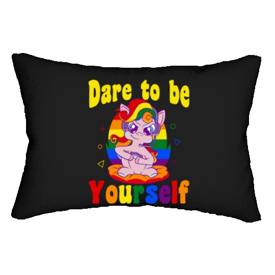 Dare to be Gaymer Lesbian Girl Gamer gift Lumbar Pillows