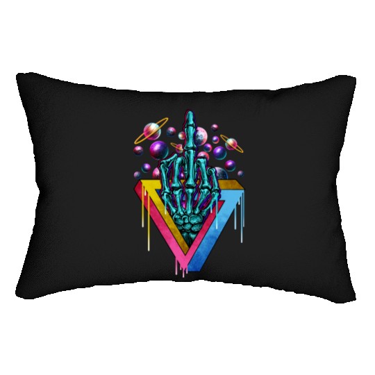 Trippy skeleton middle finger Lumbar Pillows