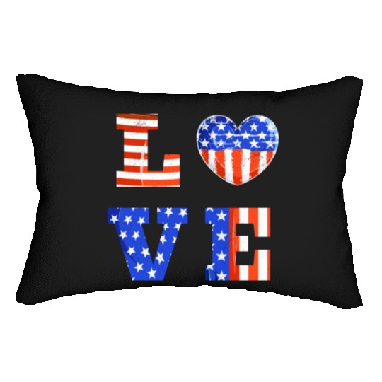 LOVE America Independence Day USA Patriots Lumbar Pillows
