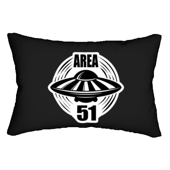 Area 51 Black Flying Saucer Lumbar Pillows