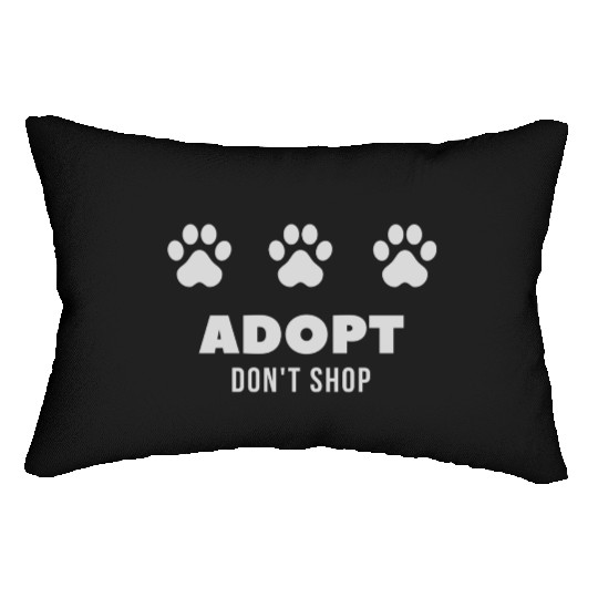 ADOPT DON'T SHOP with paw prints Lumbar Pillows