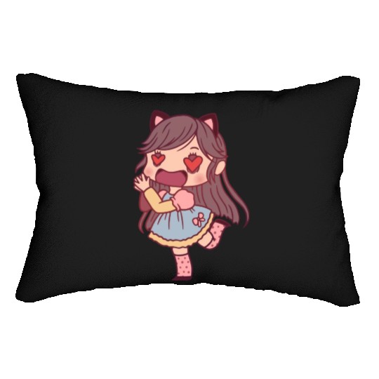 Chibi Girl In Love Lumbar Pillows