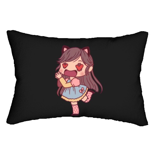 Chibi Girl In Love Lumbar Pillows