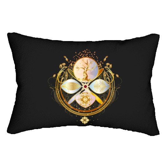 magic amulet, golden tree of life symbol Lumbar Pillows
