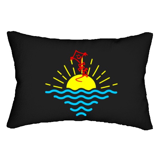 Sunset and red kite Lumbar Pillows