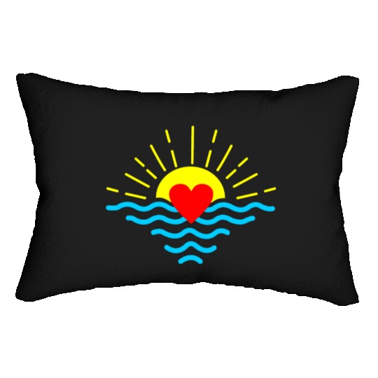 Sunset red heart Lumbar Pillows