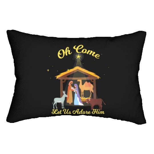Let Us Adore Him - Advent Nativity Scene North Lumbar Pillows