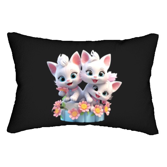 Cute Kittens 3D Ai Art Lumbar Pillows
