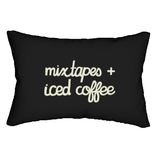 DESIGNMixtapes and Iced Coffee WHITE TEXT green Lumbar Pillows