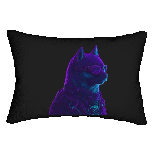 Neon Punk Dogedroid Lumbar Pillows