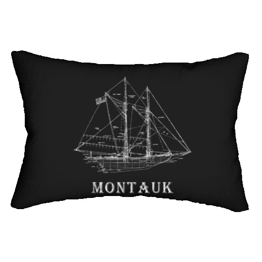 Sailboat Blueprint Montauk Ny Sailing Vacation Lumbar Pillows