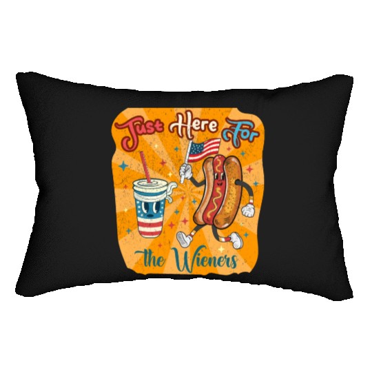 I'm Just Here For The Wieners Cartoon Hot Dog 4Th Lumbar Pillows