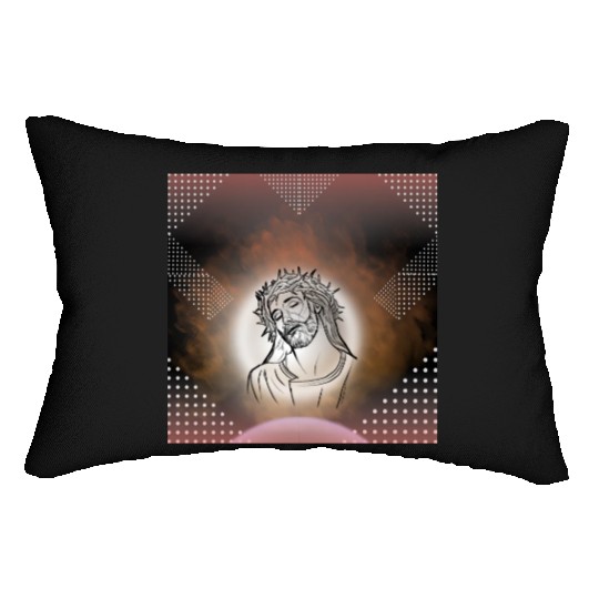 Sacred Jesus with Crown of Thorns Illustration Lumbar Pillows