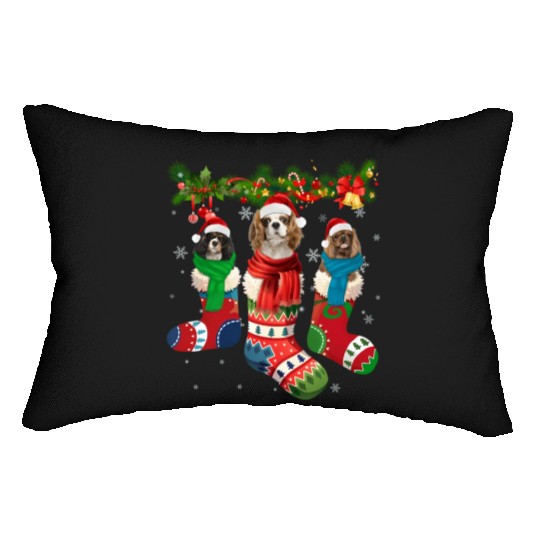 Three Cavalier King Charles Spaniel In Sock Lumbar Pillows