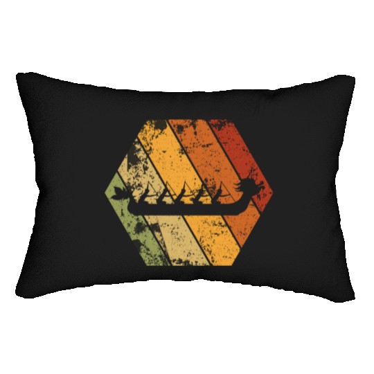 Dragon Boat Racing Retro Vintage Hexagon Logo Lumbar Pillows