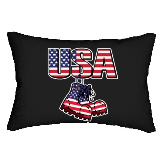 God bless America the land of the free Lumbar Pillows
