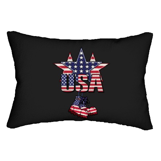 God bless America the land of the free Lumbar Pillows