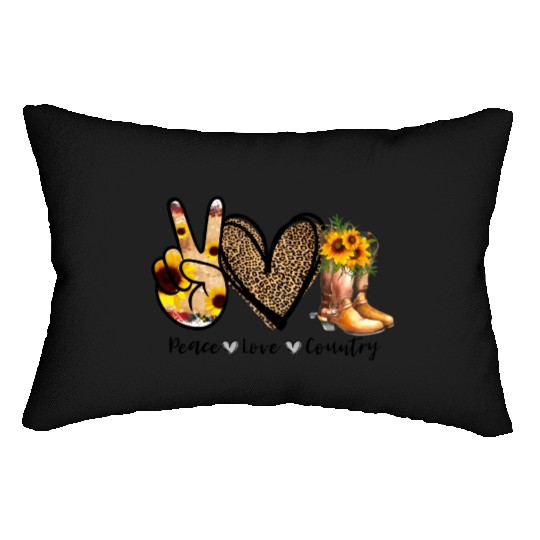 Sunflower Peace Love Country Cowgirl Midwest Boot Lumbar Pillows