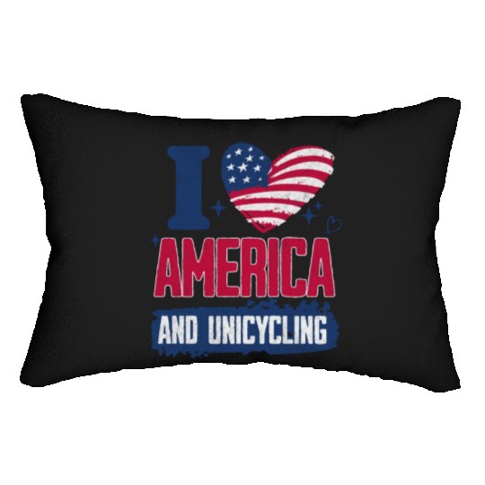 I Love America And Unicycling Lumbar Pillows