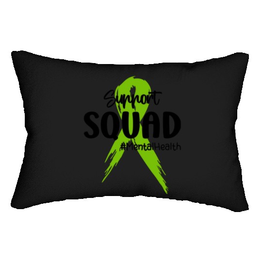 Support Squad Mental Health Awareness Lime Green Lumbar Pillows