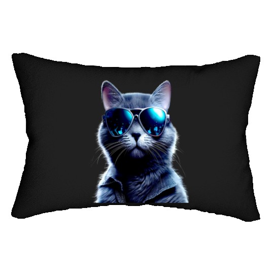 Cat With Sunglasses Cute Cat Mom Meow Paws Kitty Lumbar Pillows