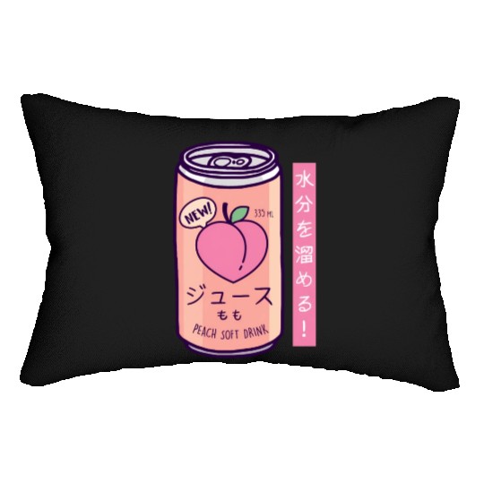 90S Japanese Aesthetic Peach Juice Drink Japan- Lumbar Pillows