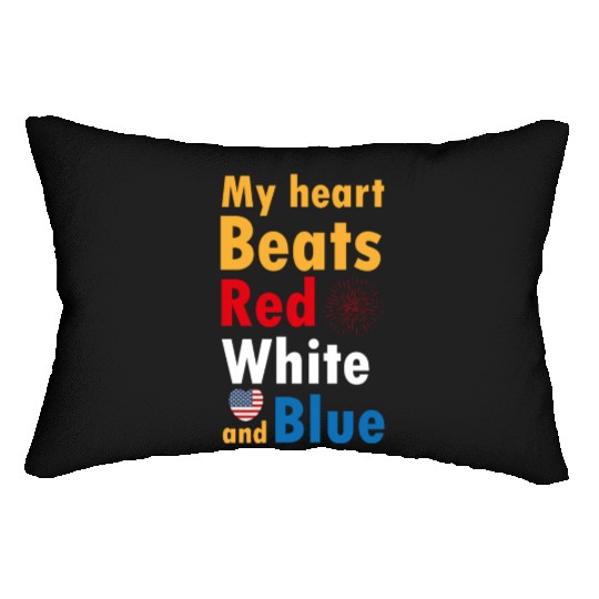 my heart beats red white and blue Lumbar Pillows