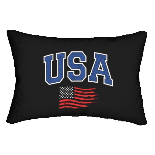 USA Flag Patriotic 4th of July America Lumbar Pillows