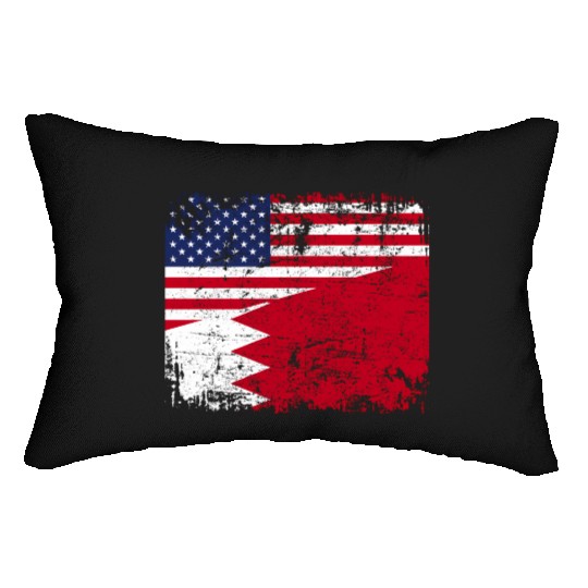 Bahraini Roots Half American Flag Usa Bahrain Flag Lumbar Pillows