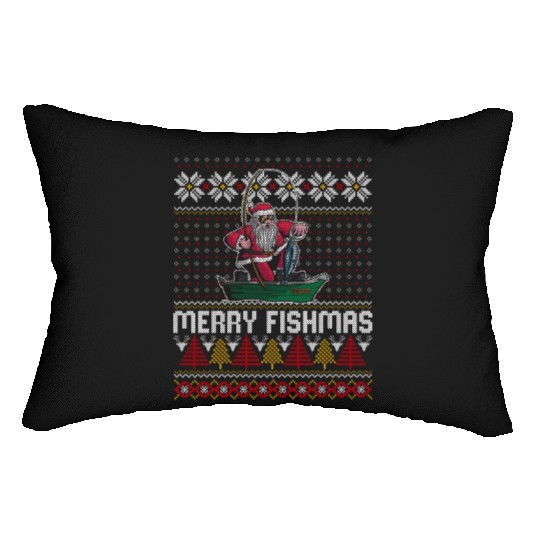 Merry Fishmas Ugly Lumbar Pillows