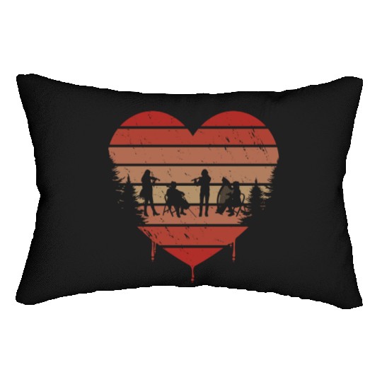 Cute Red Vintage Heart Orchestra Valentine Day Lumbar Pillows