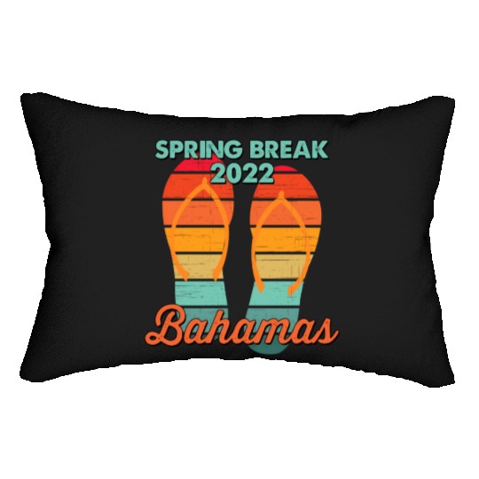 Spring Break Bahamas Beach 2022 Flip Flops Lumbar Pillows