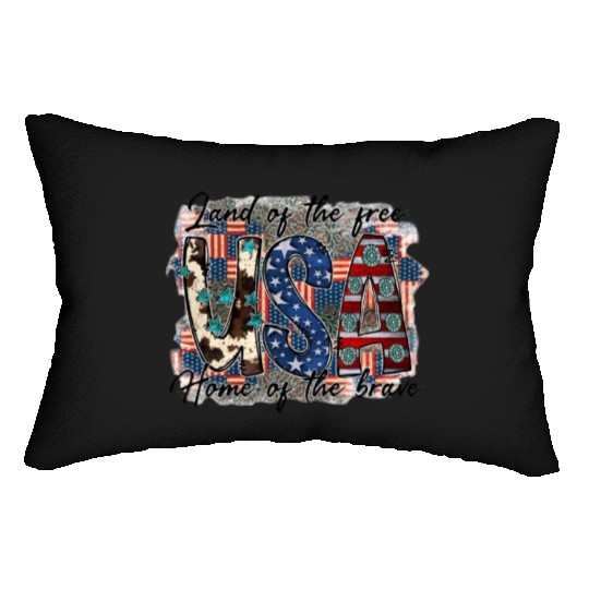 Land of the free USA Home of the brave Lumbar Pillows
