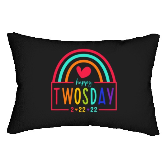 February 2Nd 2022 2-22-22 School Rainbow Happy Two Lumbar Pillows
