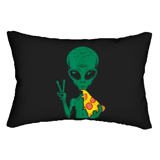 Funny Alien Eating Pizza Alien Lover Lumbar Pillows