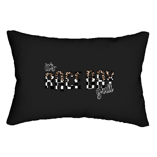 Leopard It'S Race Day Y'All Checkered Flag Racing Lumbar Pillows