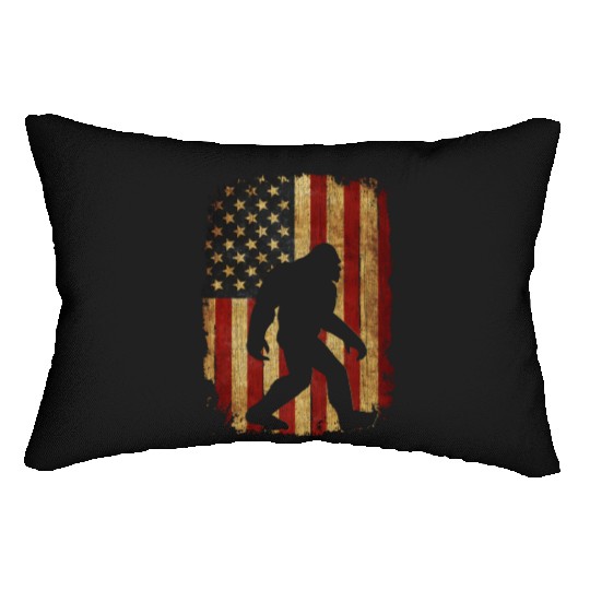 Us Flag Bigfoot Hide And Seek Champion Bigfoot Lumbar Pillows