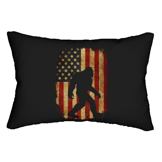 Us Flag Bigfoot Hide And Seek Champion Bigfoot Lumbar Pillows