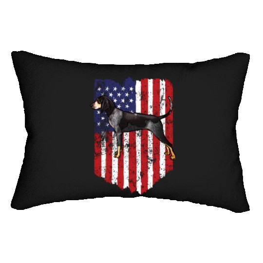 American Flag Bluetick Coonhound 4Th Of July Usa Lumbar Pillows