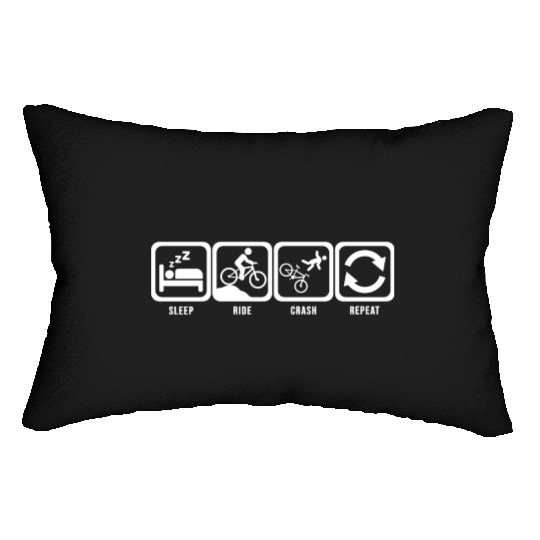 Sleep Ride Crash Repeat White Mountain Bike Lumbar Pillows