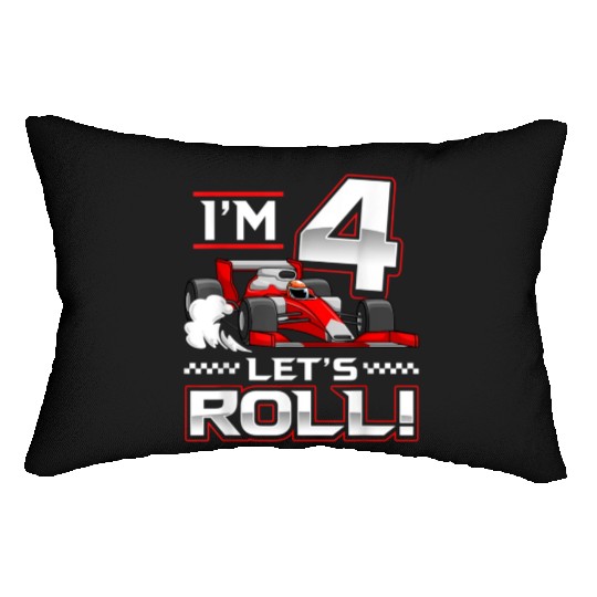 4th Birthday Race Car 4 Year Old Let's Roll Lumbar Pillows