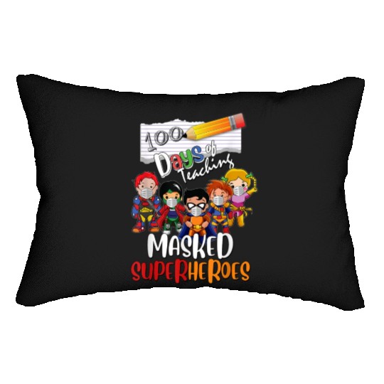 100 Days of Teaching Masked Superheroes Virtual Lumbar Pillows