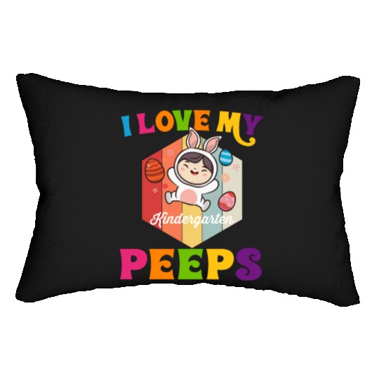 Funny I Love My Kindergarten Peeps teacher Easter Lumbar Pillows