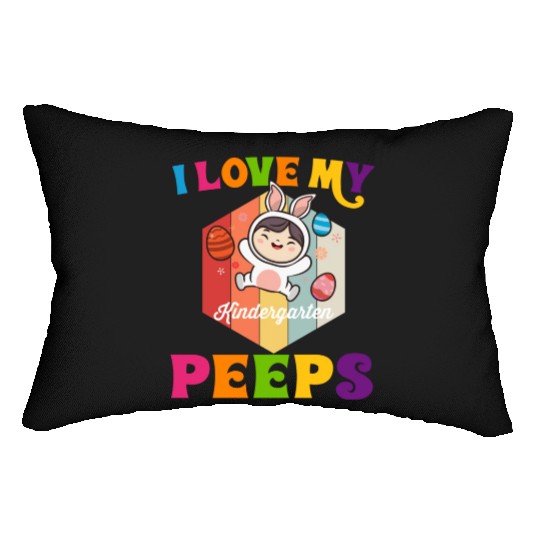 Funny I Love My Kindergarten Peeps teacher Easter Lumbar Pillows