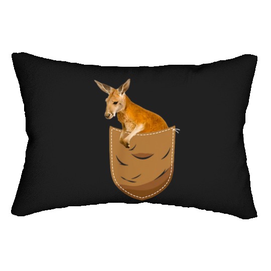 Kangaroo In Pocket Funny Animal Lover Lumbar Pillows
