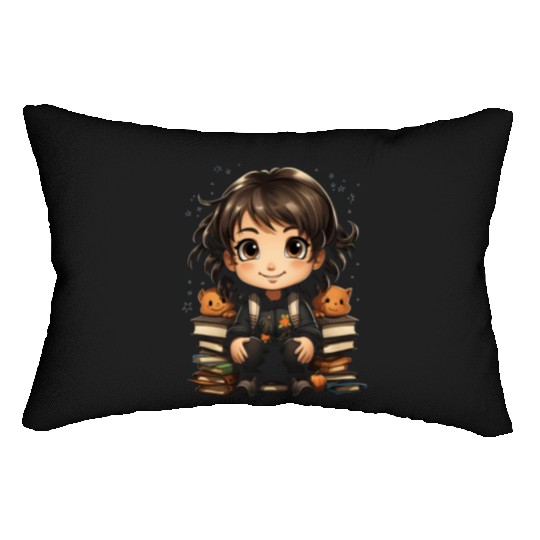 Back to School Pre-K Kindergarten Student Chibi Lumbar Pillows