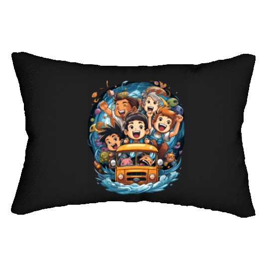 Back to School Pre-K Kindergarten School Bus Lumbar Pillows