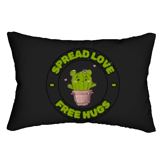 Spread Love Free Hugs Funny Cactus in a Pot Lumbar Pillows
