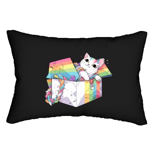 Rainbow Cat Lover Cute Kitty Animal LGBT Community Lumbar Pillows